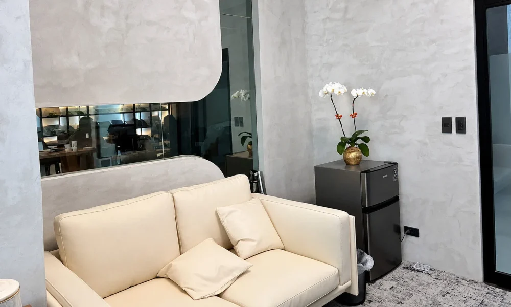 Modern interior with decorative wall finishes by Nova Roma, formerly Vasari